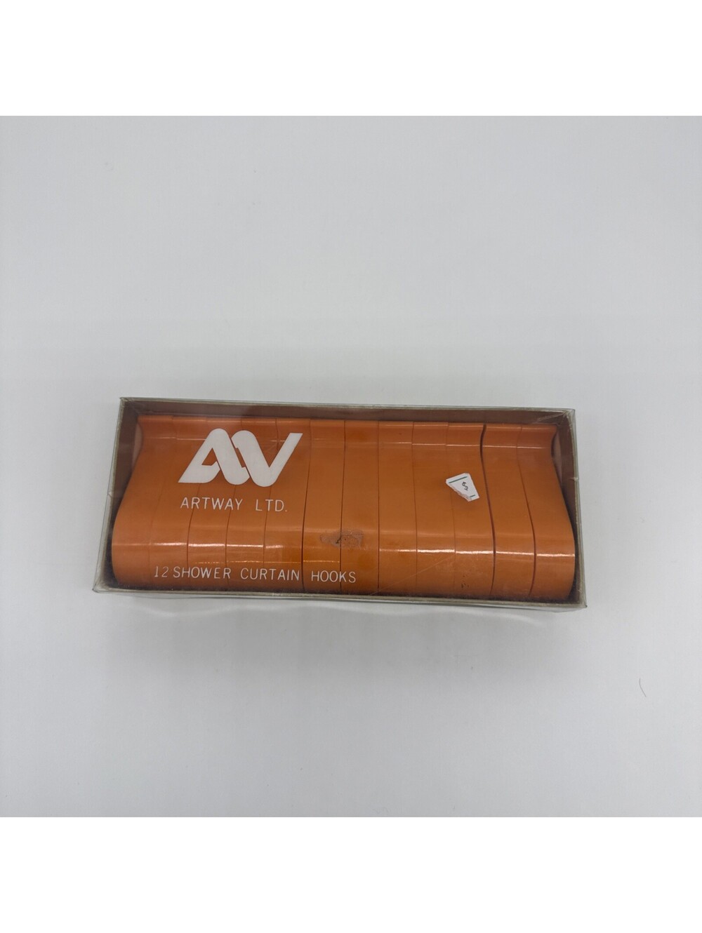 70s Vintage Artway Tangerine Shower Curtain Hooks NIP MCM